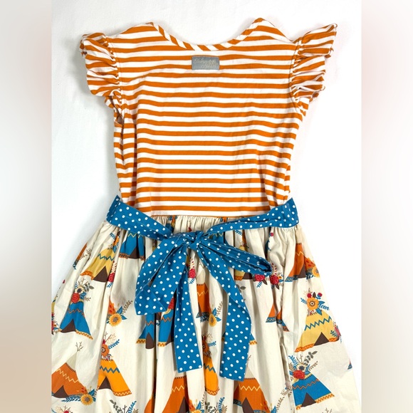 ELEANOR ROSE Girls Dress 14–16 Rhonda Stripe Teepee Fall Thanksgiving Ruffle - Picture 11 of 13